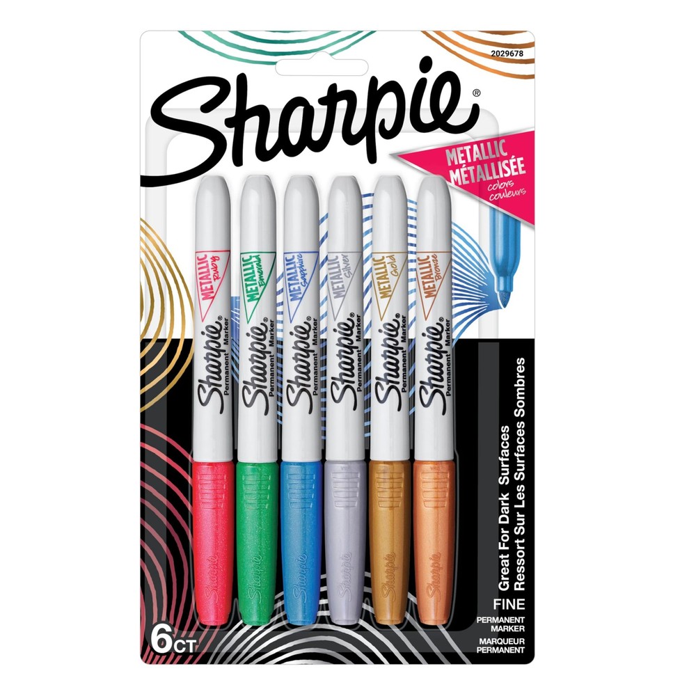 Sharpie Metallic Permanent Markers, 1 Count (Pack of 6), 6 Assorted