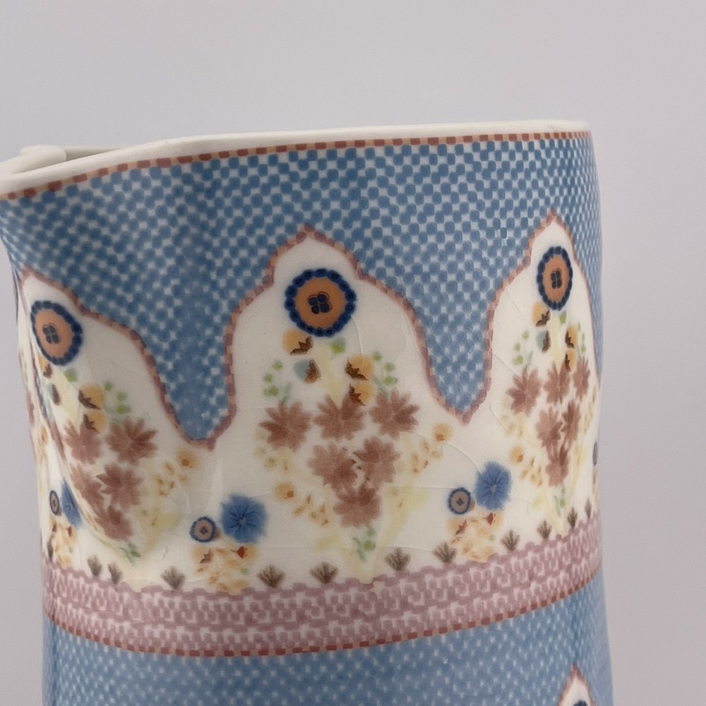 Anthropologie Renata Pitcher Glazed Crackle Stoneware Patterned Jug Retired
