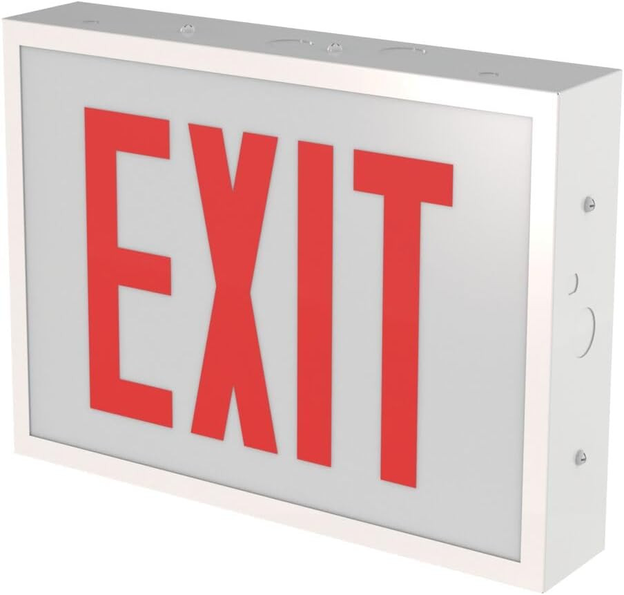 Indura TCE Exit Sign with LED Light Source, Steel Construction, Switchable Red a