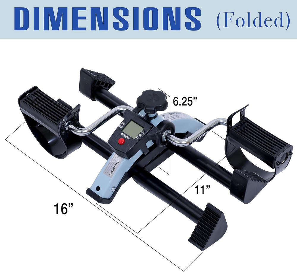 under Desk Bike Pedal Exerciser with Electronic Display - Fully Assembled Foldin