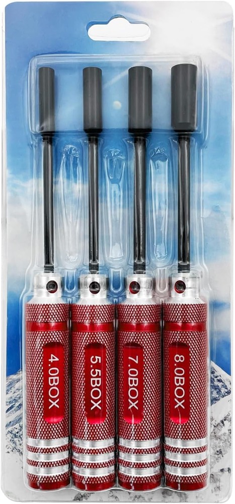 4Pcs Nut Driver Set RC Tool Hex for Vehicle Red
