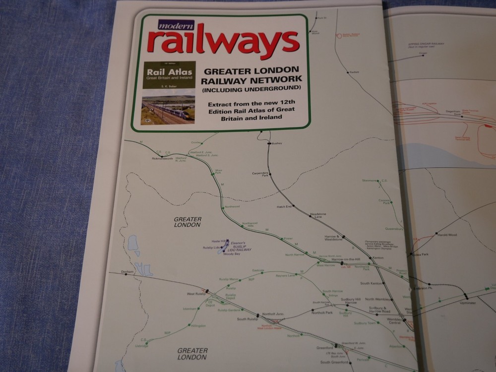 GREATER LONDON RAILWAY NETWORK MAP (INC. UNDERGROUND) - MODERN RAILWAYS