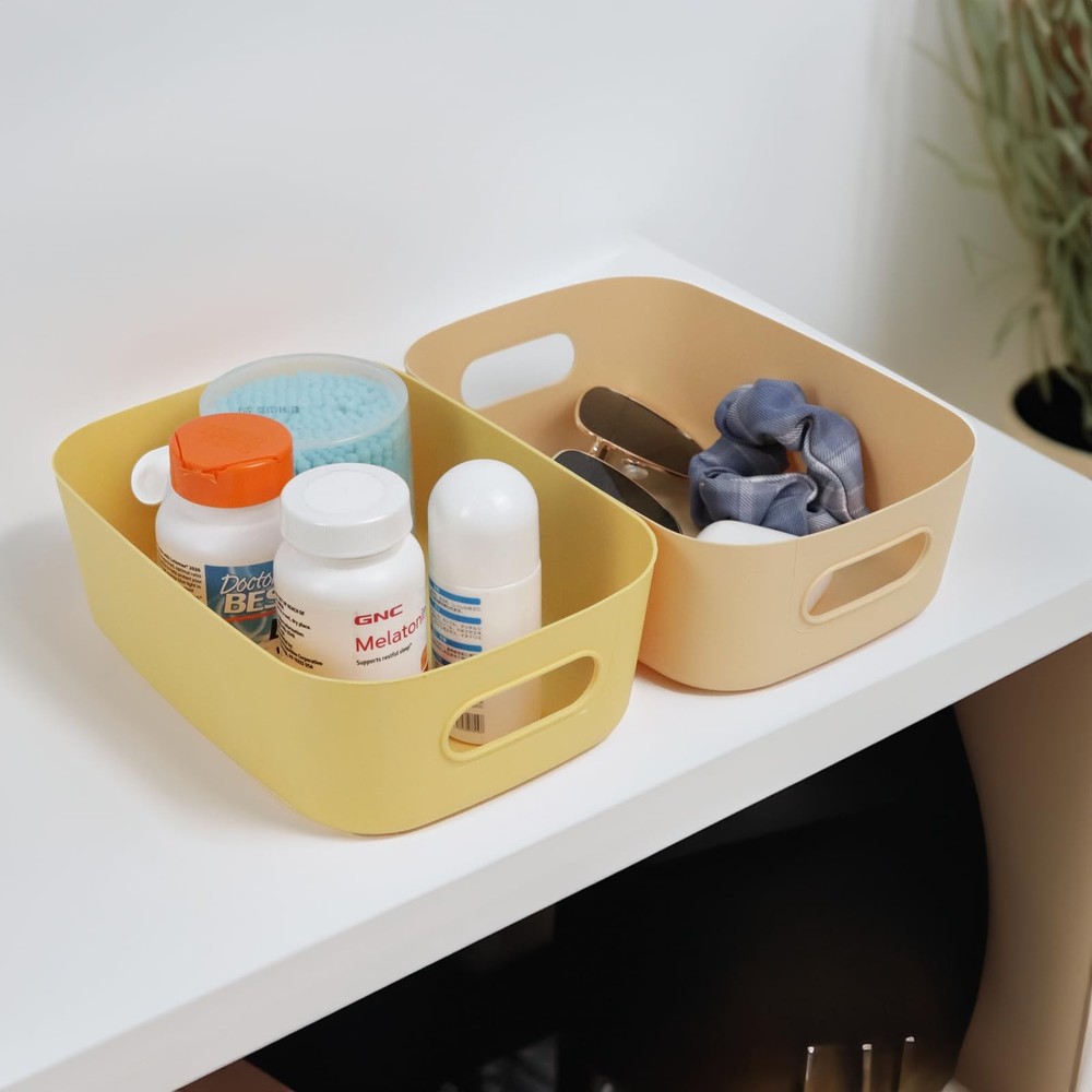 8 Pack Small Drawer Organizer Bins, Plastic Storage Bins Storage Containers f...