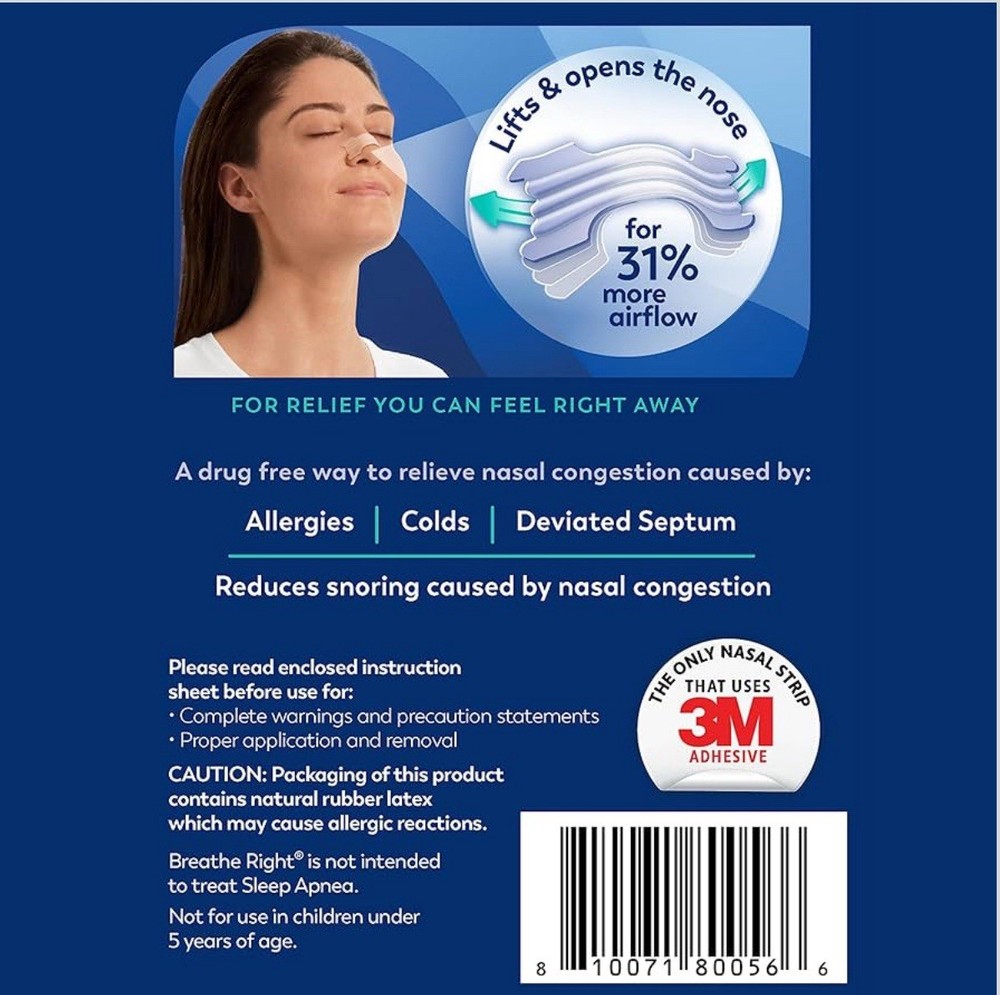 Breathe right nasal strips extra strength clear