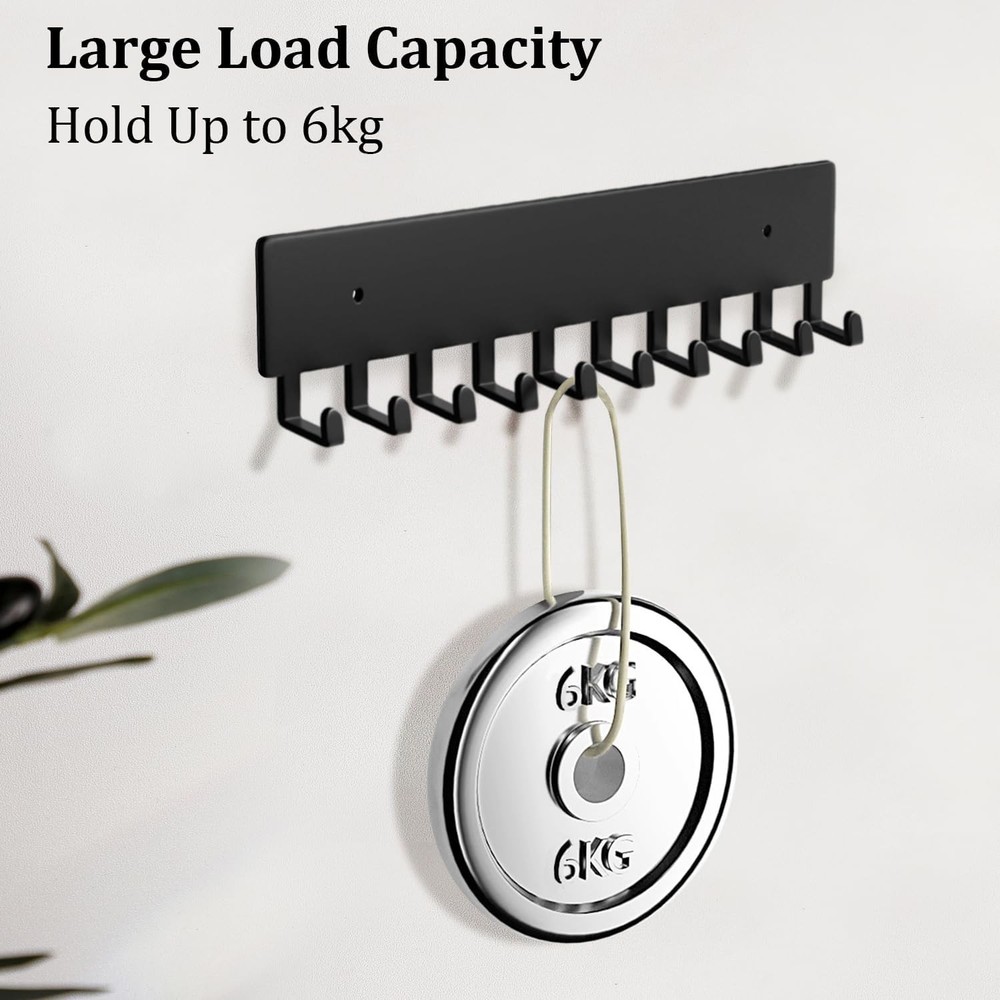 Key Holder Wall Mount with 10 Hooks - Key Rack Organizer for Entryway, Kitchen &