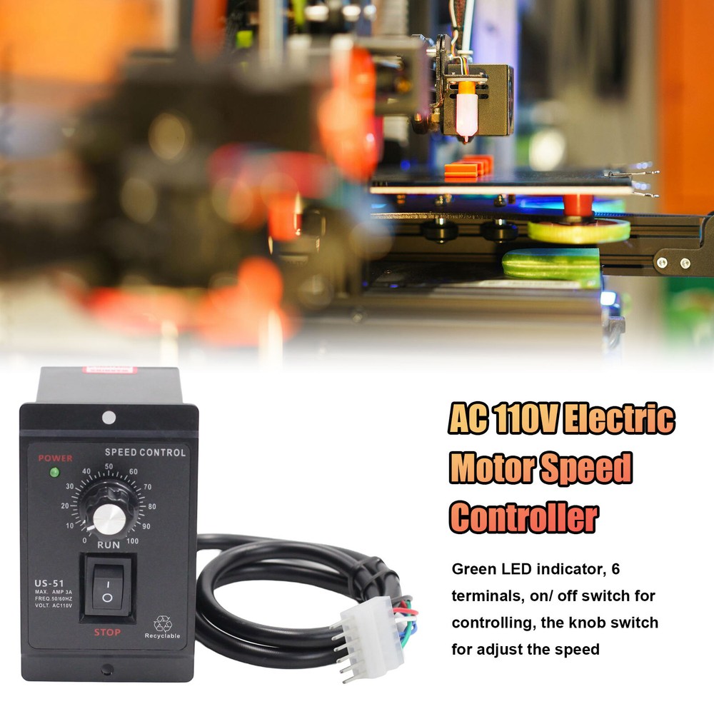 120W AC 110V Electric Motor Speed Controller Reversible Switch Regulator Switch
