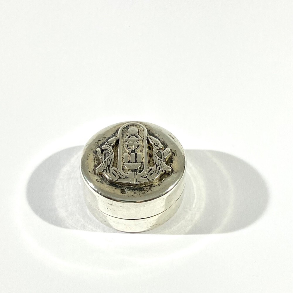 Vintage Solid Silver Egyptian Pill Box , Hallmarked