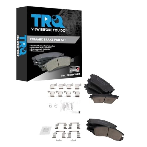Front and Rear Brake Pad Set Hardware Compatible with 2018 BFA82242 Ceramic