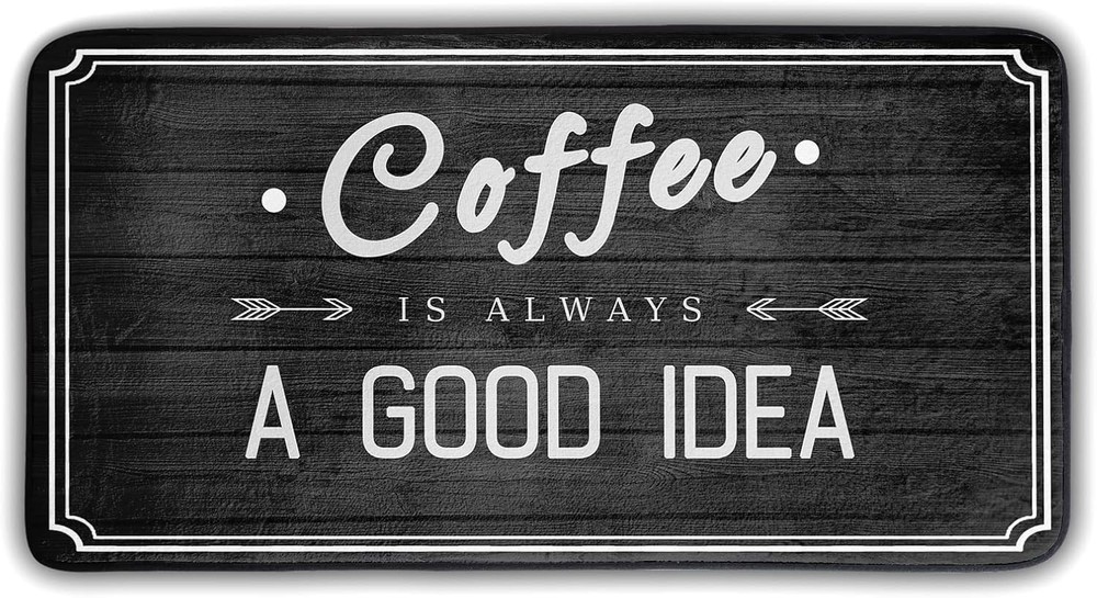 Kitchen Rug Black and White Coffee 1'8 x 3'3 (Rectangular),