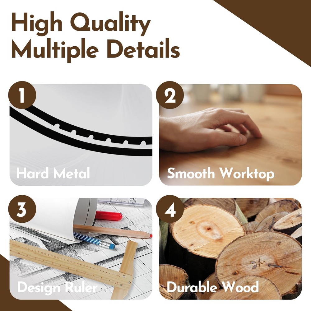 Wood Drafting Table - Adjustable Height, 35.5"x23.5" Plan Table for Construct...