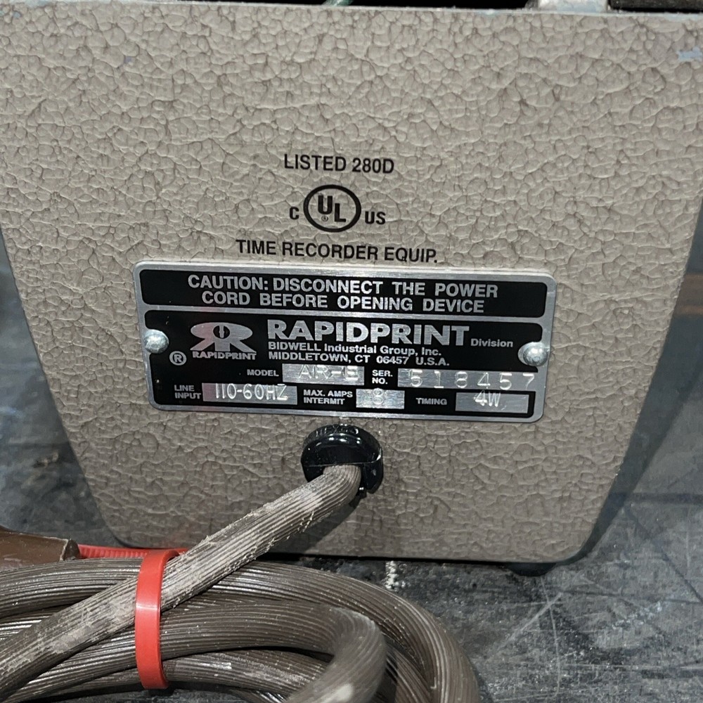 RapidPrint AR-E Electric Time Recorder Stamp NO KEY