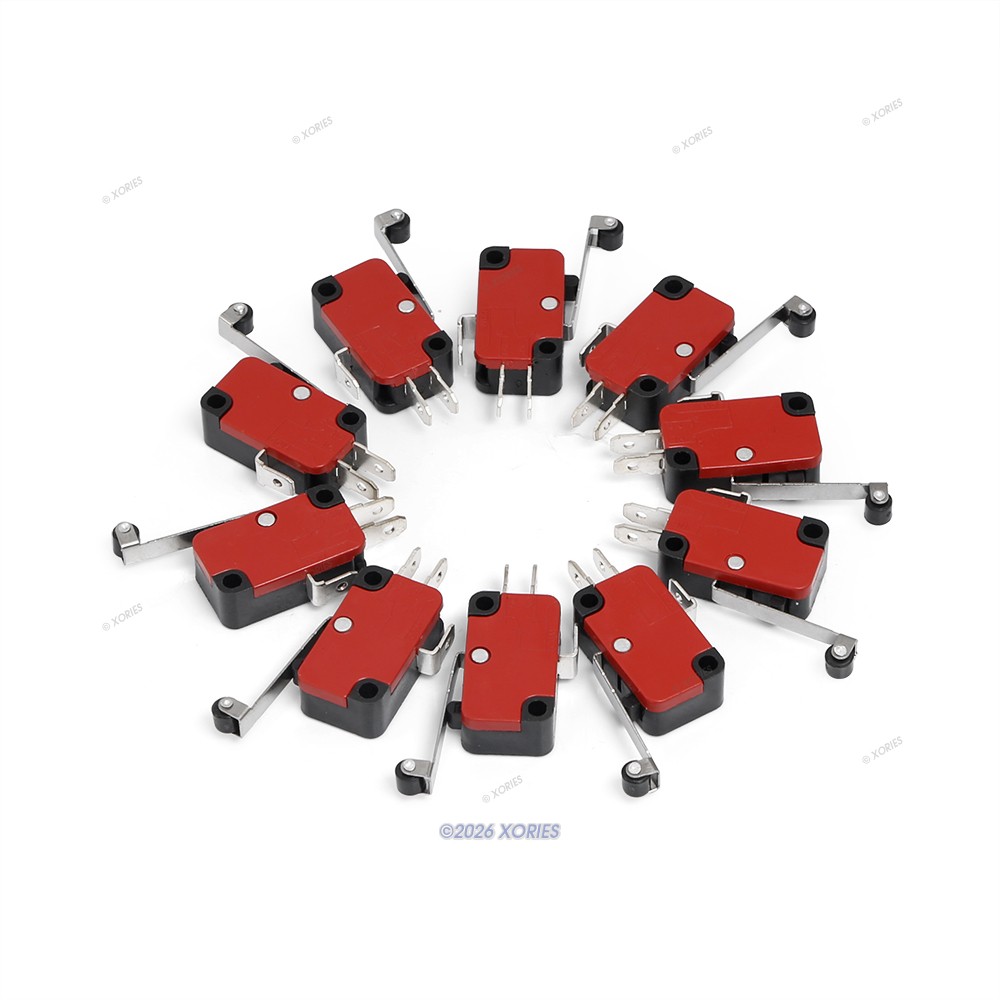 10Pcs Micro Limit Switch SPDT 1NO 1NC Long Hinge Roller 3Pins For CNC Kit