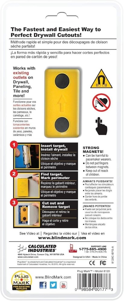 8120 Plug Mark Drywall Electrical Box Cutout Locator for Existing Electrical...