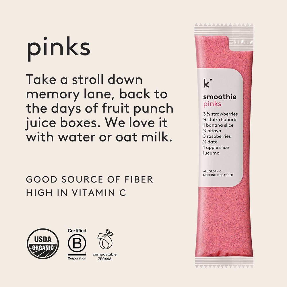 Kencko Pinks Organic Instant Fruit & Veggie Smoothies,78 oz, 4 Pack