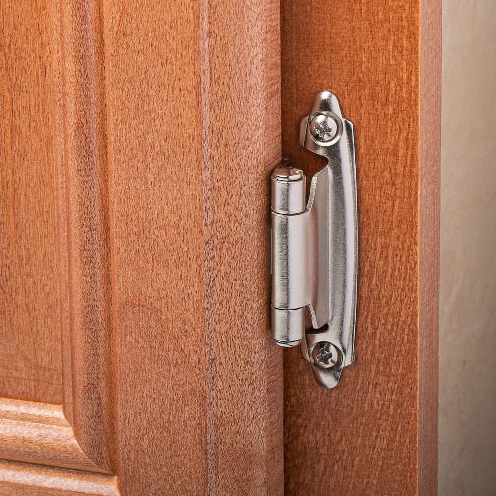 DecoBasics Cabinet Hinges Brushed Nickel for Kitchen 50 Pack,