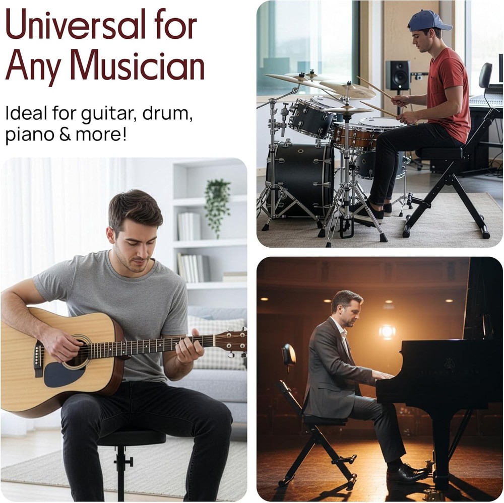 Foldable Drum Throne Stool with Backrest