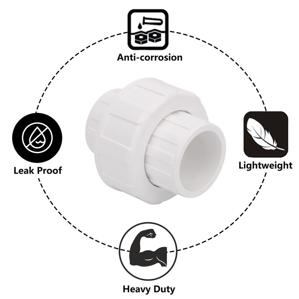 4Pcs 1" PVC Union Coupling Pipe Fitting (Socket x Socket) 1Inch 1Inch, White