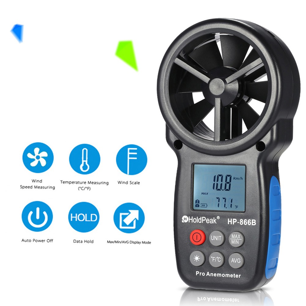 Portable Digital Anemometer Wind Velocity Temp Tester LCD S6H8