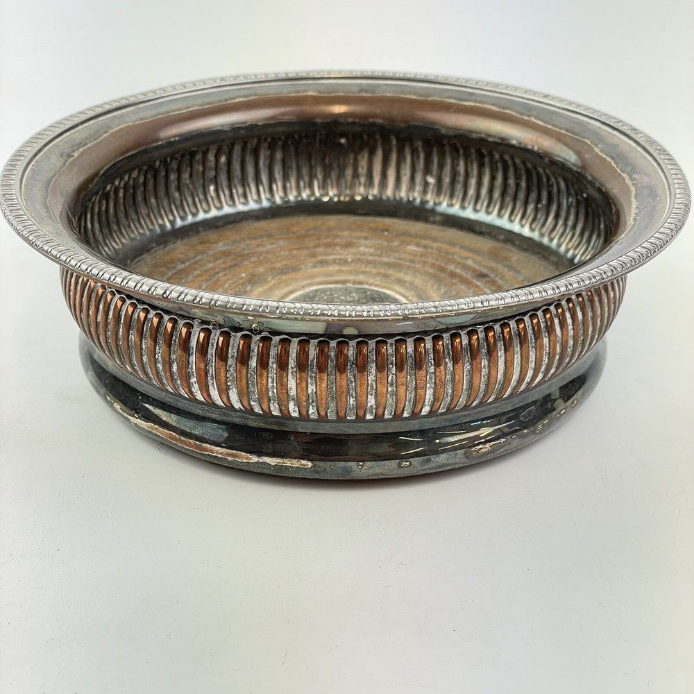 Antique Silver Plated & Oak Bottle Coaster 14.5cm