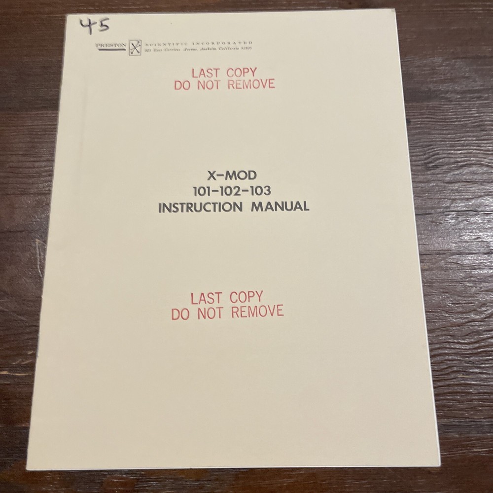 Preston X-Mod 101-102-103 Instruction Manual