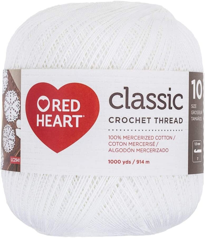 Red Heart Classic Crochet Thread Size 10 White