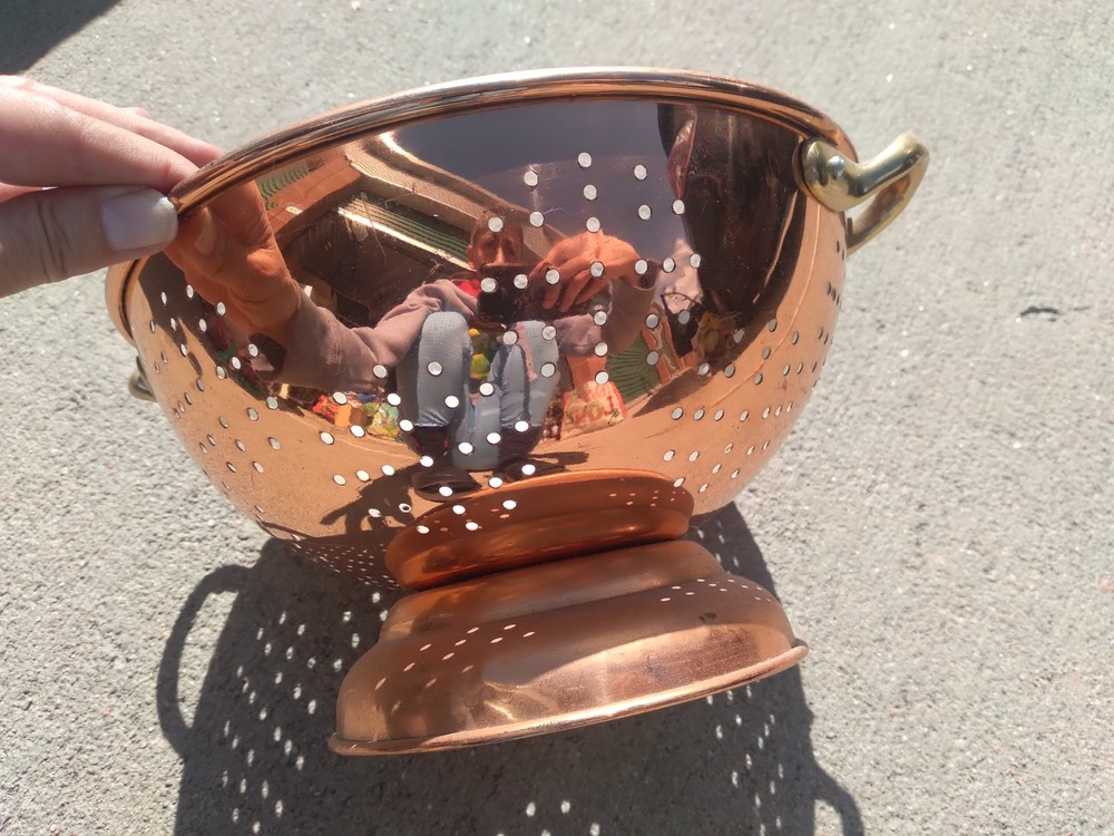 Vintage Copper Cookware Strainer Colander Handles