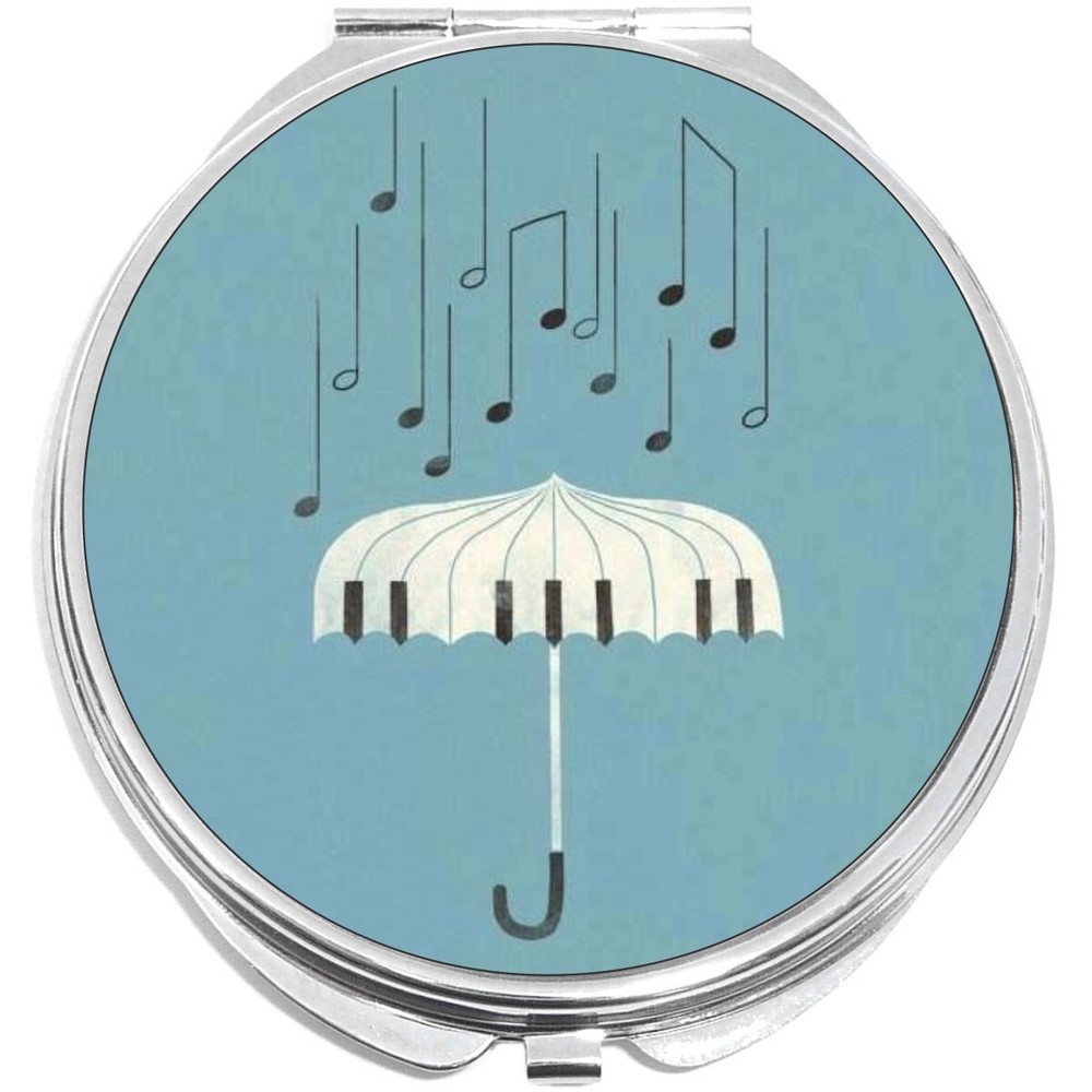 Piano Umbrella Falling Notes Compact with Mirrors - for Pocket or Purse