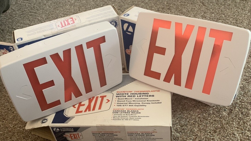 EXIT Lithonia Lighting Quantum Thermoplastic Led Emergency Red White Housing (3)