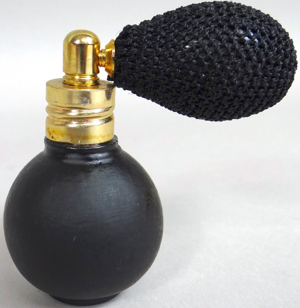 Mini Perfume Bottle Atomizer Black Bulb Frosted Glass Diana de Silva Empty Opens