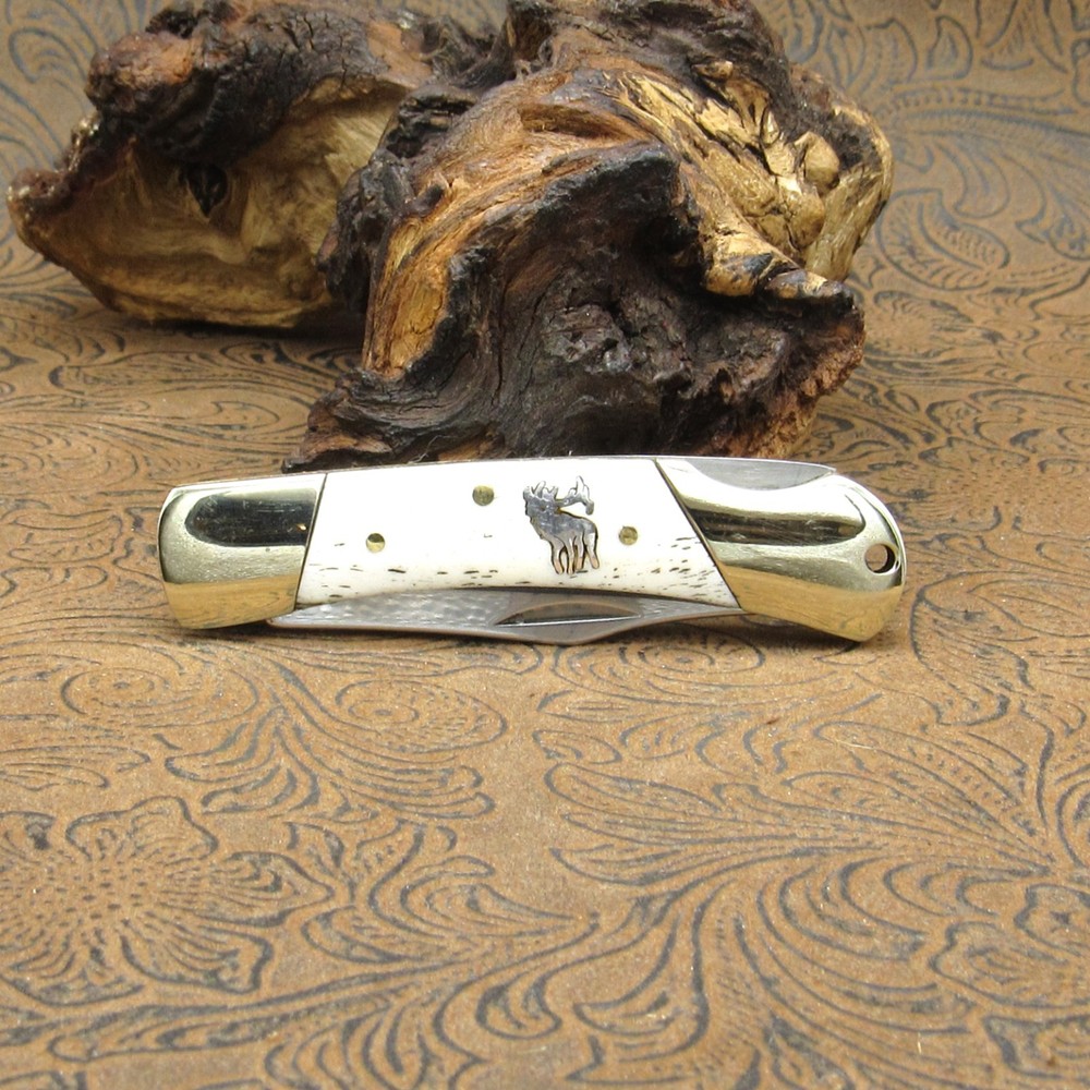 *3" Riveted Antler Handled Locking Blade Pocketknife