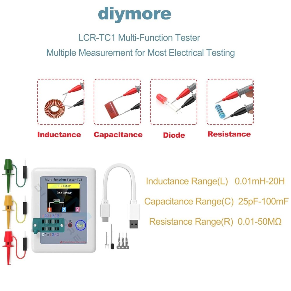 Compact Transistor and Capacitor Tester with IR Decoder & Auto Shut-down Feature