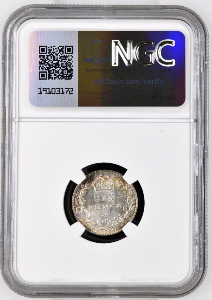 1899 Great Britain 6 Pence, NGC MS 64