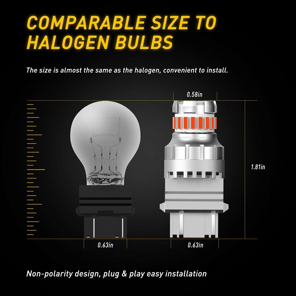 AUXITO 3157 Red LED Brake Tail Parking Stop Light Bulbs Error Free Super Bright