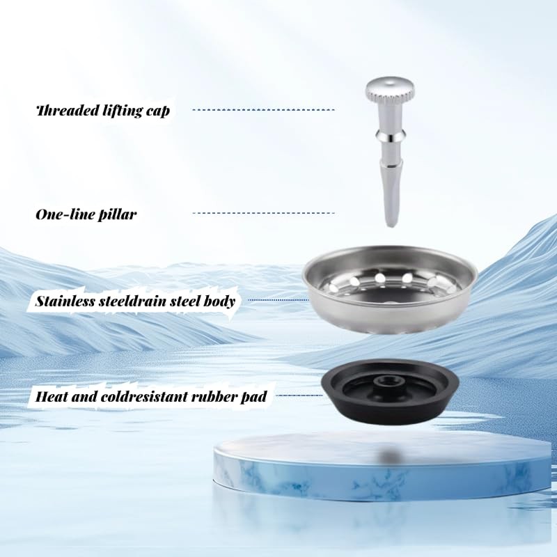 2 Pack Kitchen Sink Strainer & Stopper Combo for 3-1/2 Inch Drain Stainless