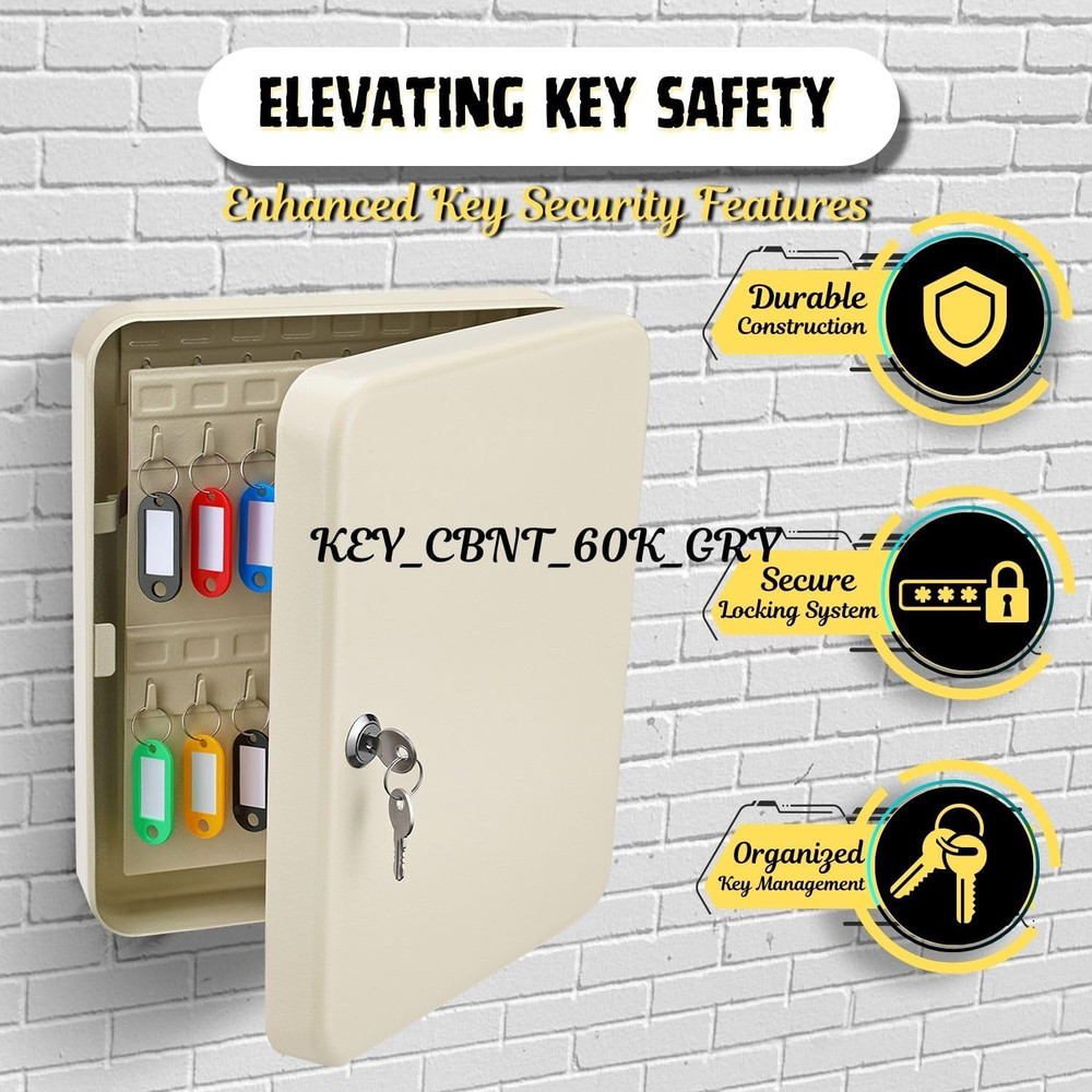 Flexzion Key Box Wall Mount with Code, Key Cabinet with 60 Key Holder Organizer