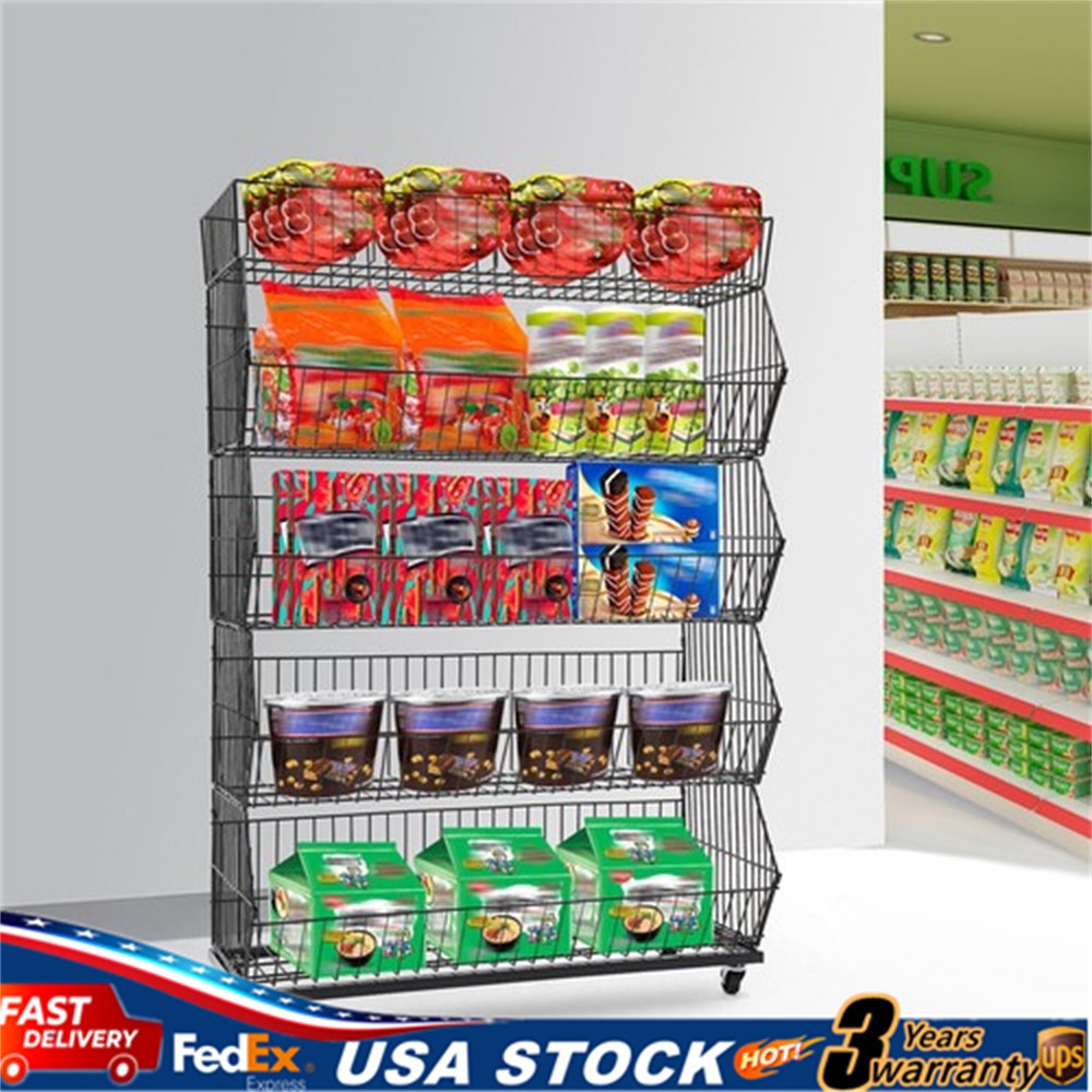 5 Tier Wire Grid Retail Display Shelf Merchandise Display Rack Stand