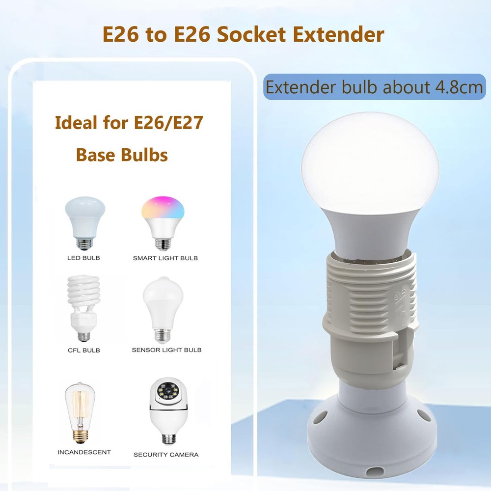 TWDRTDD E26/E27 Socket Extender 2.91" – Light Holder Adapter, 3 Pack