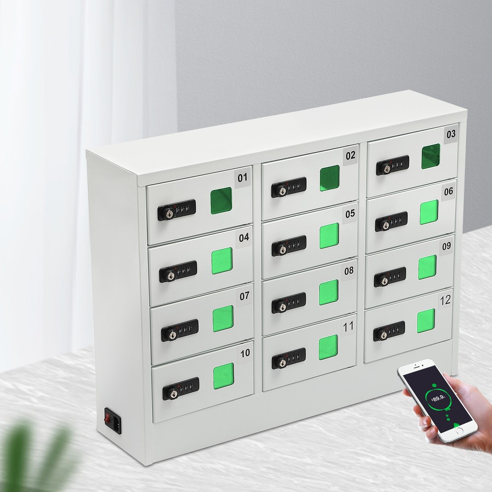 Cellphone Charging Station 12 Slots Cellphone Locker Rectangular 64.5*16*49cm