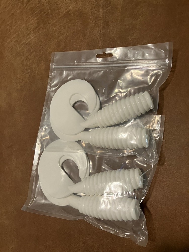 4 Halibut Lingcod Alaska  White Grub Tails