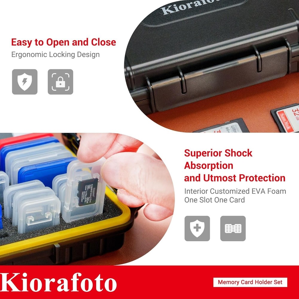 Memory Card Case Waterproof 42 Holders Capacity SD MicroSD Organizer Protector