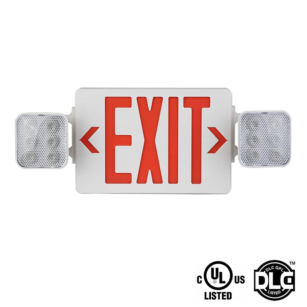 LED Exit Sign Emergency Light w/Battery Backup Double Adjustable Head