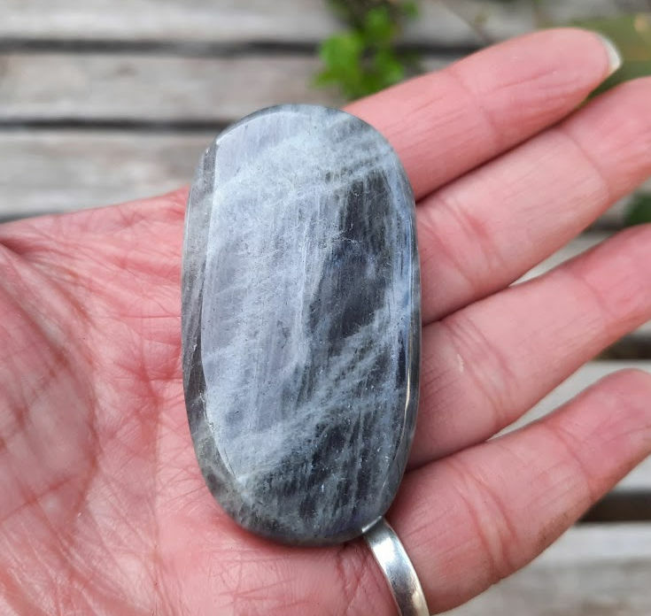 Labradorite Mini Palm Stone, Purple Flash, Higher Realms, Transformation