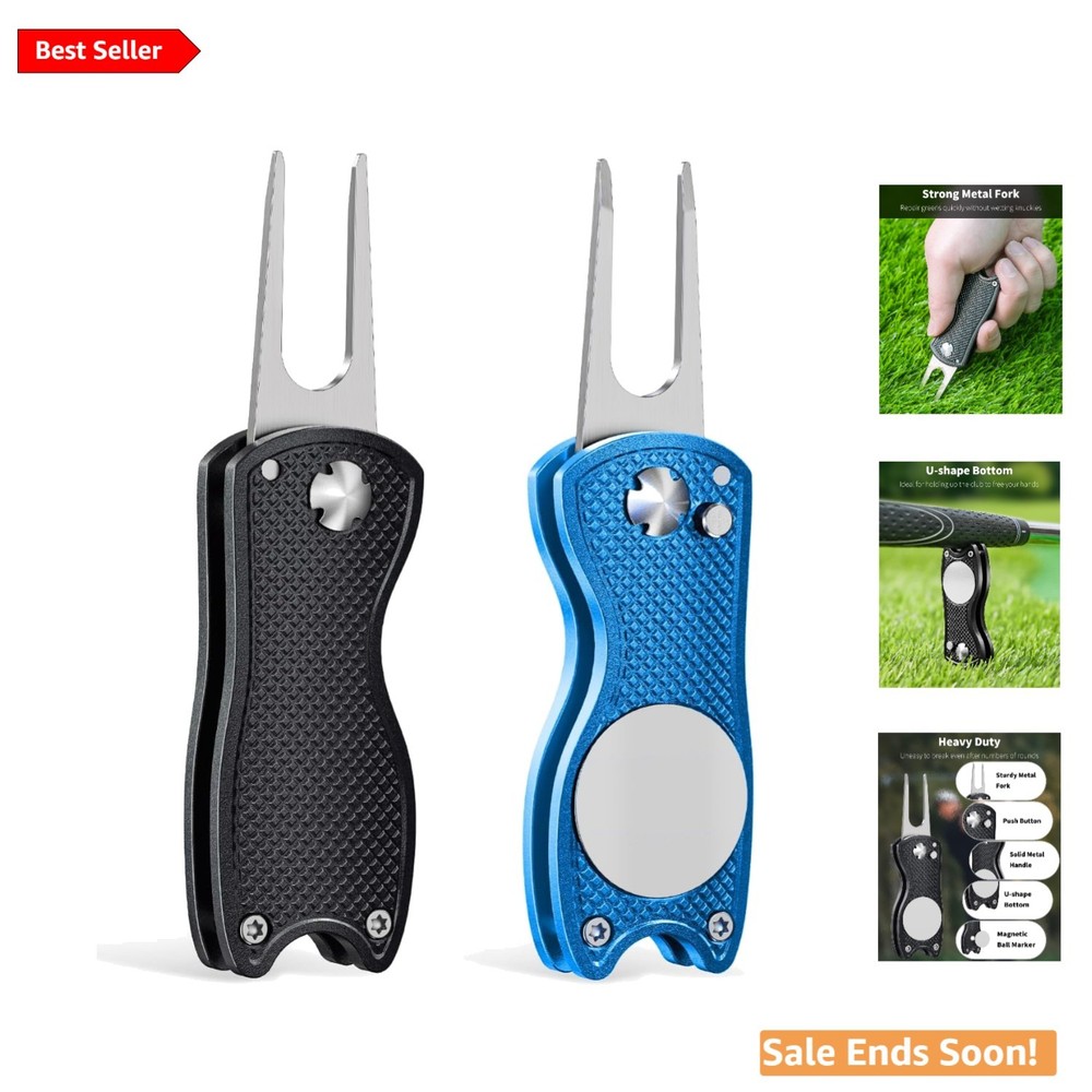 Golfers' Essential: Foldable Divot Repair Tool with Magnetic Marker, Multi-Pack