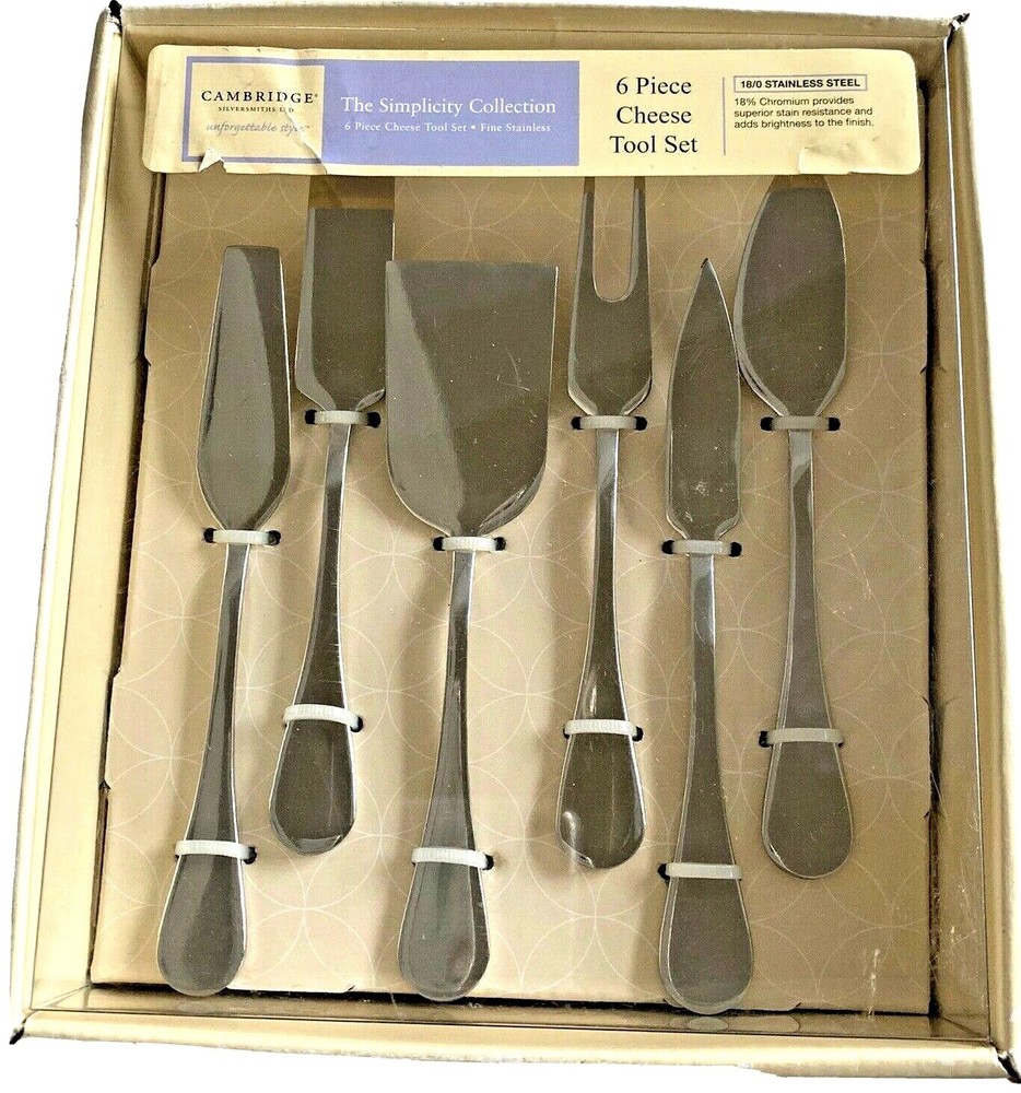 Cambridge Silversmiths 6 pcs cheese tool set-18/10 STAINLESS STEEL-NEW
