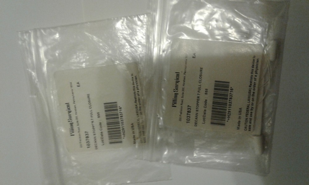 TWO Pilling Surgical Decannulation Stoppers #7 Full Closure