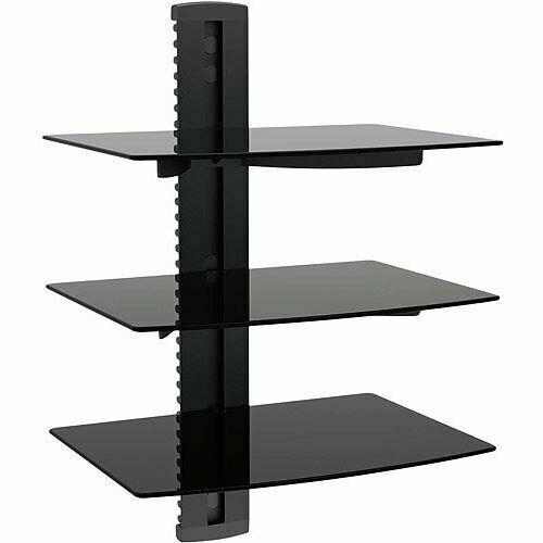 EMATIC ADJUSTABLE 3 SHELF UNIVERSAL DVD PLAYER WALL MOUNT *DISTRESSED PKG