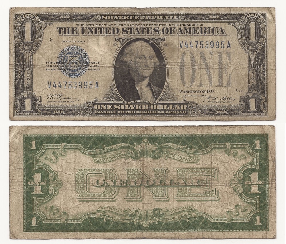 1928-A $1 Dollar Bill Funny Back Silver Certificate Note AG / ABOUT GOOD