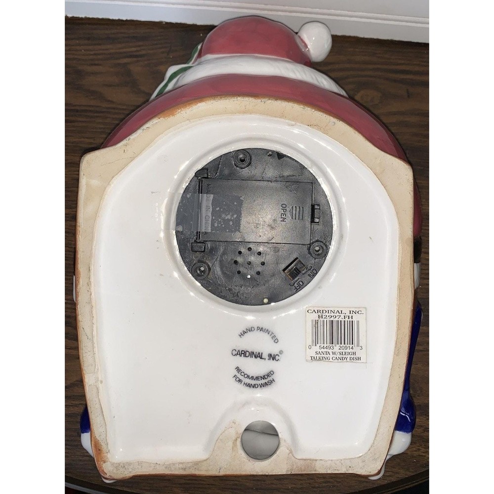 Santa Lying Down Talking Candy Dish Works With Batteries Motion Sensor