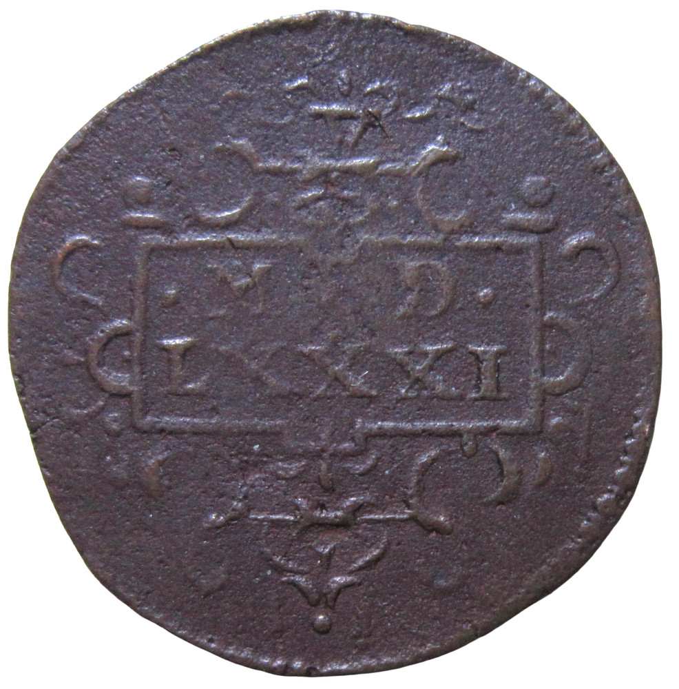 SPANISH NETHERLANDS. COPPER TOKEN. PHILIP II, 1581 AD.