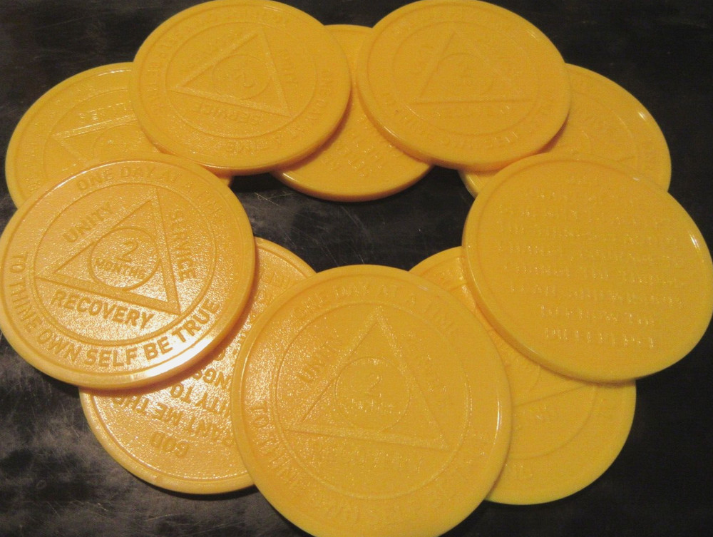 Alcoholics Anonymous Plastic AA 2 Month Poker Chip Medallion Token